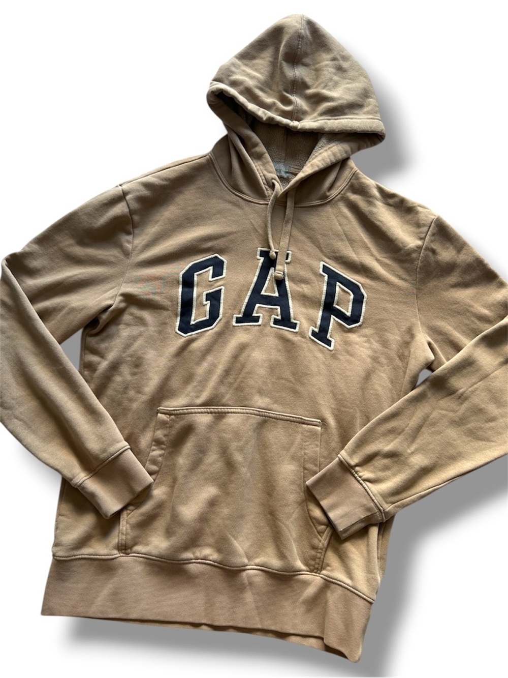 GAP Oversized Tan Hoodie Sweater Small Lounge Trendy Logo Pullover